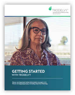 Cover of the TRODELVY patient brochure