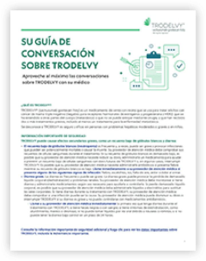 Spanish discussion guide for talking to your doctor about TRODELVY / Guía de conversación en español para que hable con su médico sobre TRODELVY