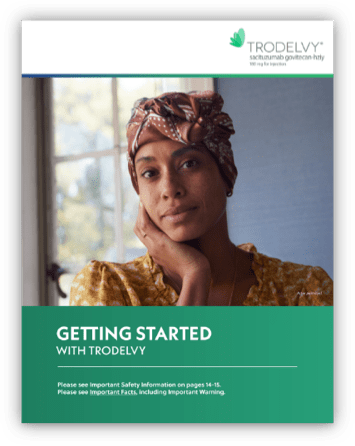 Cover of the TRODELVY patient brochure