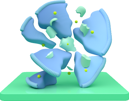 A diagram showing a cancer cell breaking apart as TRODELVY releases the anticancer medicine from inside the cell.