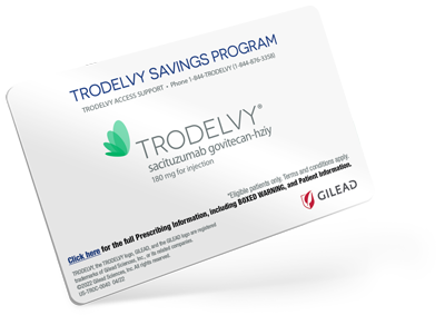 TRODELVY Savings Program card.